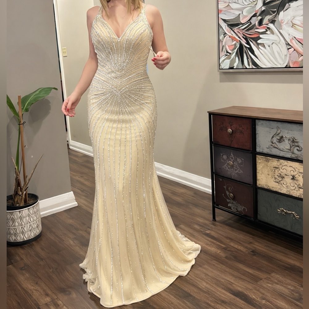 Elegant Cream Evening Gown